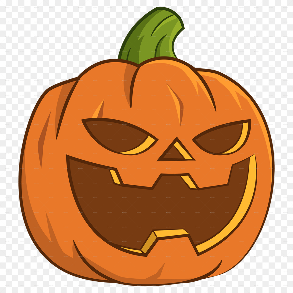 Halloween Pumpkin Render Cartoon, Food, Plant, Produce, Vegetable Png Image