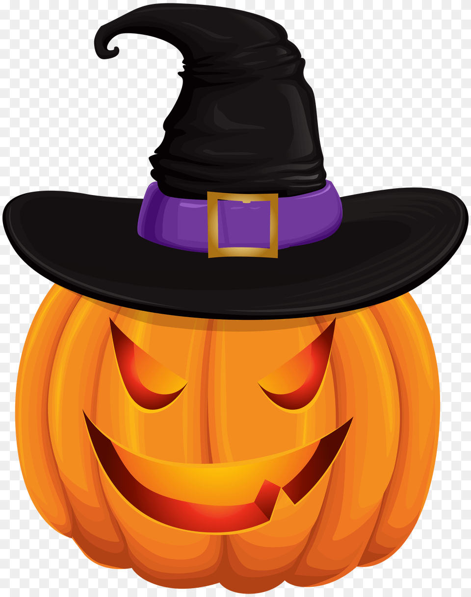 Halloween Pumpkin With Witch Hat Clip Gallery, Clothing, Festival Free Transparent Png