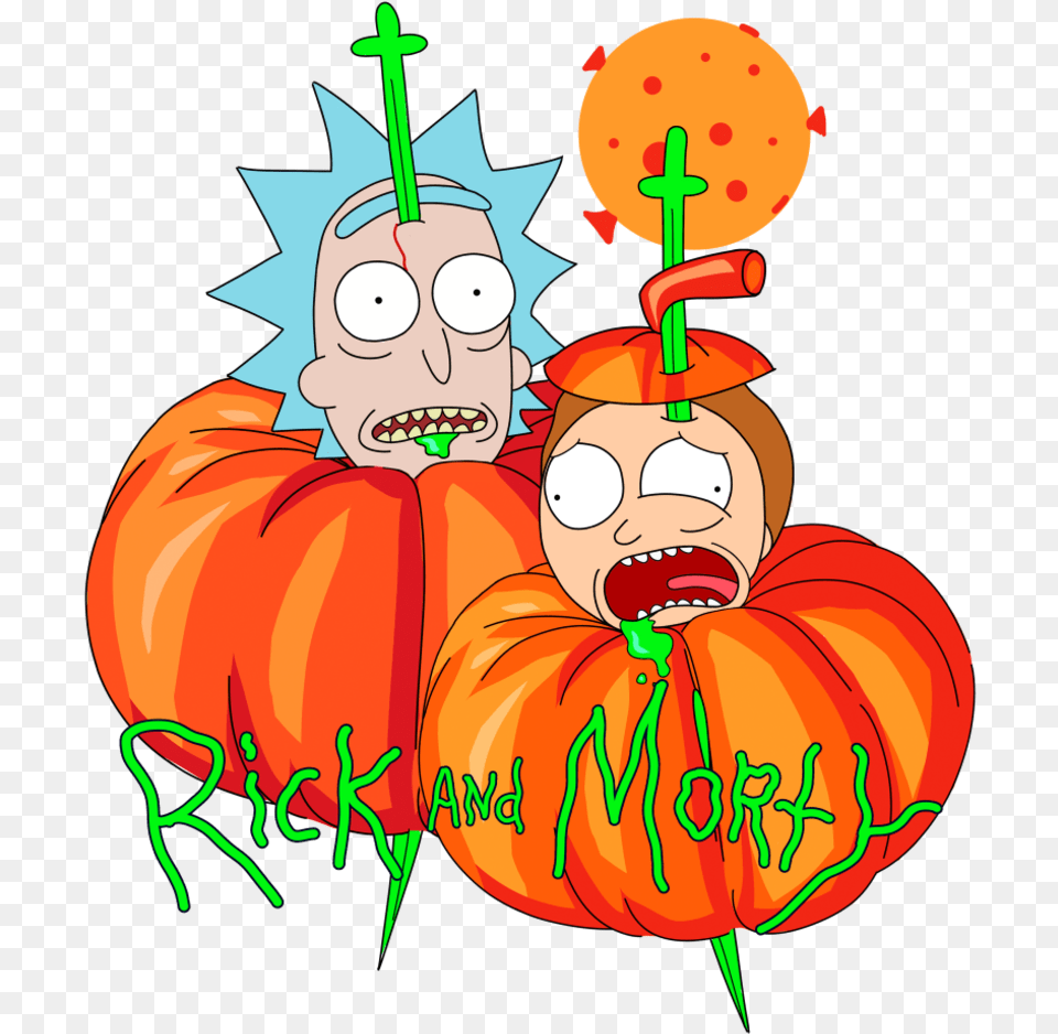 Halloween Rick And Morty By Sasha Pumpkin, Vegetable, Produce, Food, Plant Png