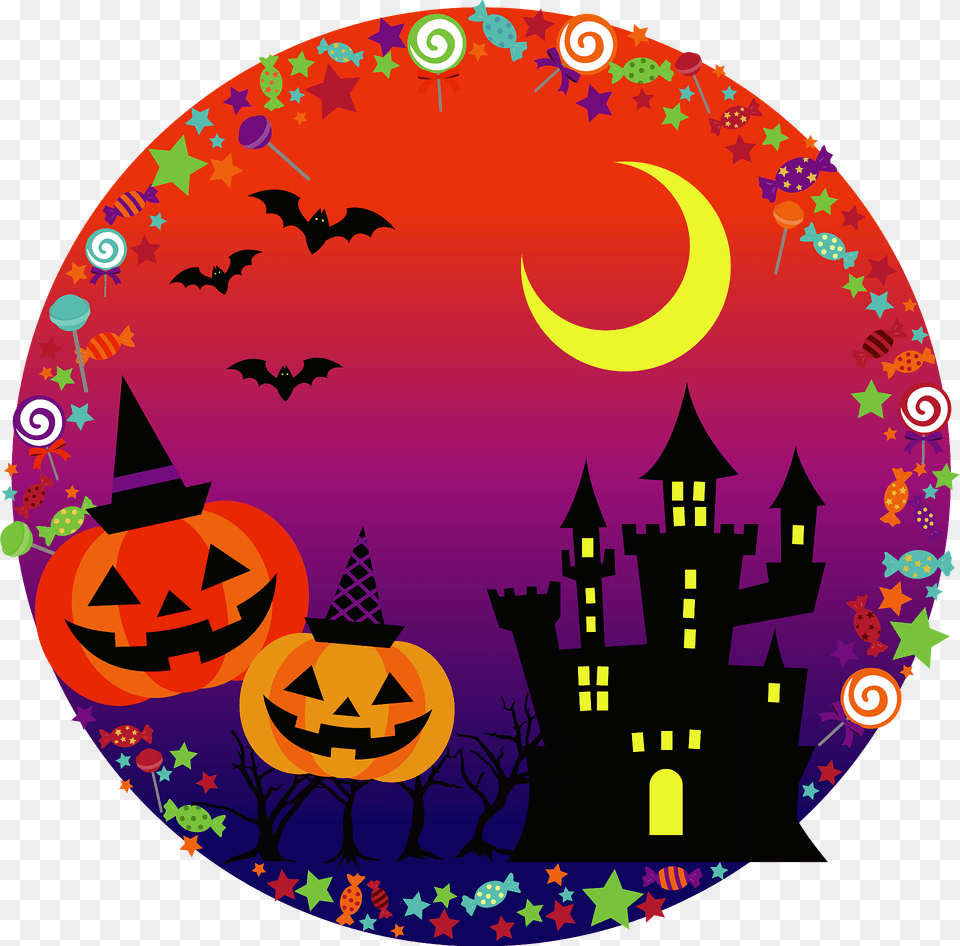 Halloween Scene Moon Haunted House Jack O39 Lanterns Clipart, Festival Free Transparent Png