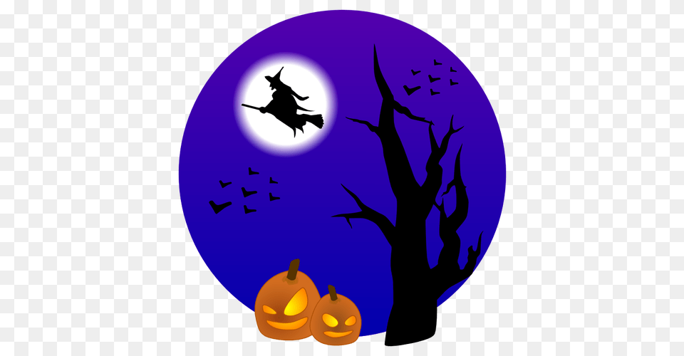 Halloween Scenery With Witch Vector Drawing, Festival, Adult, Male, Man Free Png Download