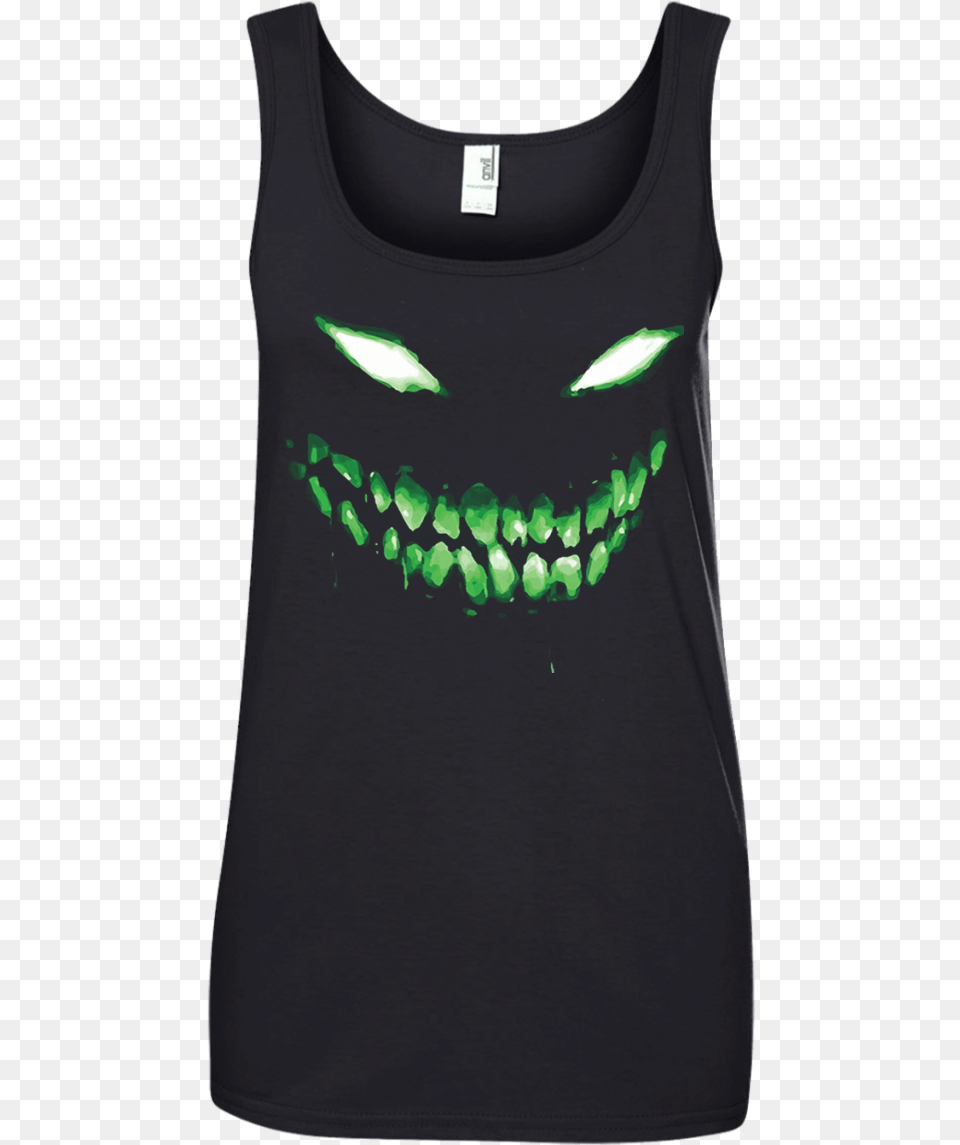 Halloween Shirt Scary Face Halloween Dark Green Glow Active Tank, Clothing, Tank Top, Person Free Transparent Png
