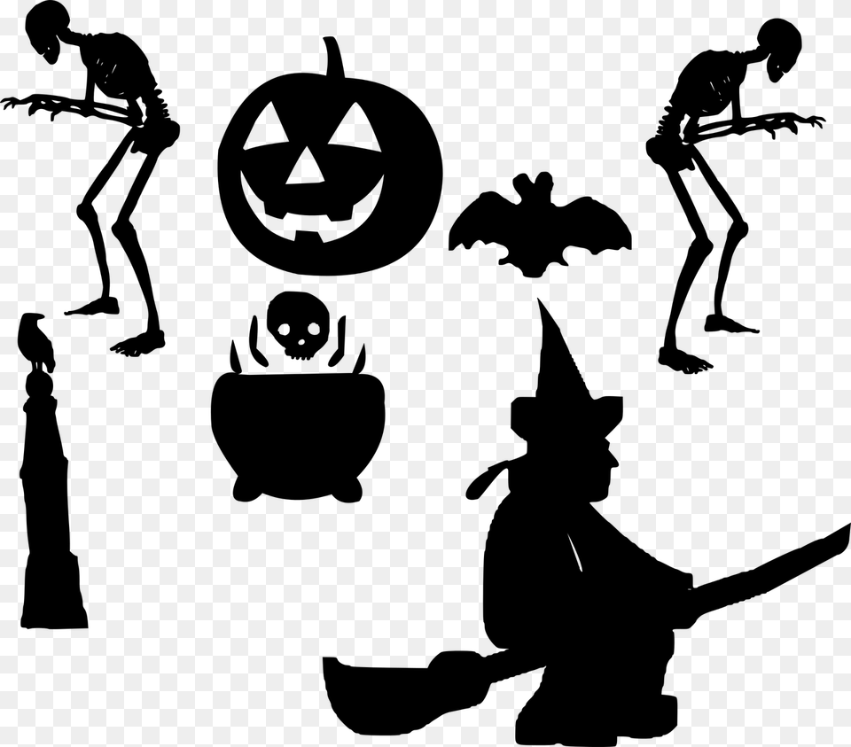 Halloween Silhouette Horror Free Graphics Illustrations Nadpis Hellouin, Gray Png