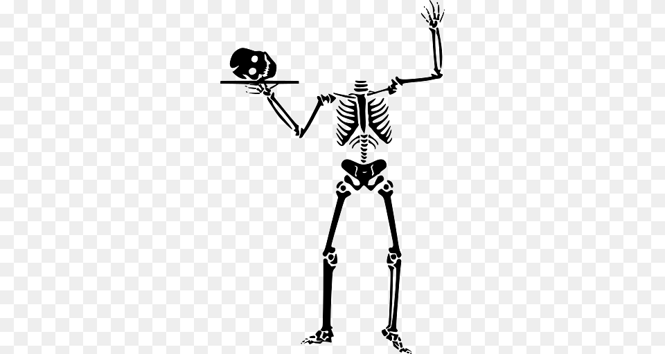 Halloween Skeleton With Head On A Dish Png Image