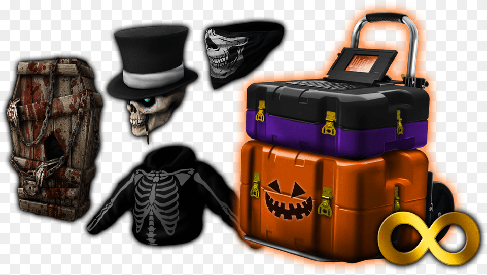 Halloween Skull Package Trunk, Baggage, Adult, Person, Woman Png