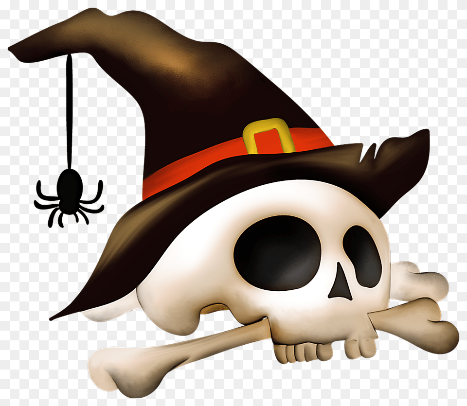 Halloween Skull With Bone And Witch Hat Gallery, Clothing, Person, Pirate, Animal Free Png