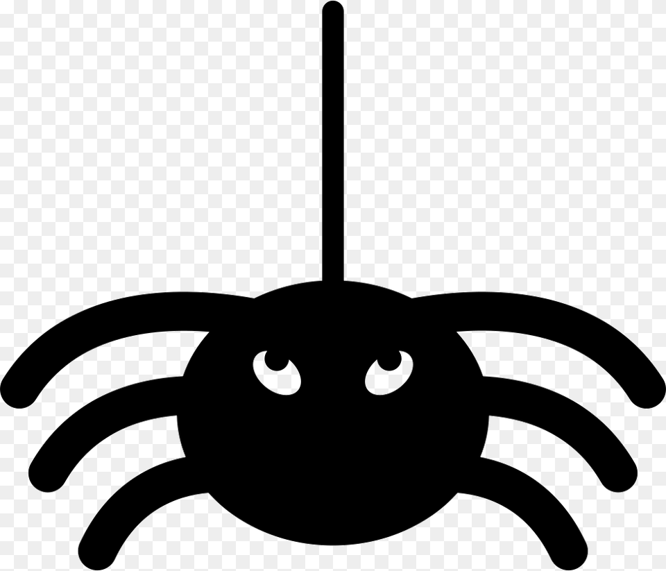 Halloween Spider Hanging From Thread Icon Download, Stencil, Animal, Invertebrate, Sea Life Free Png