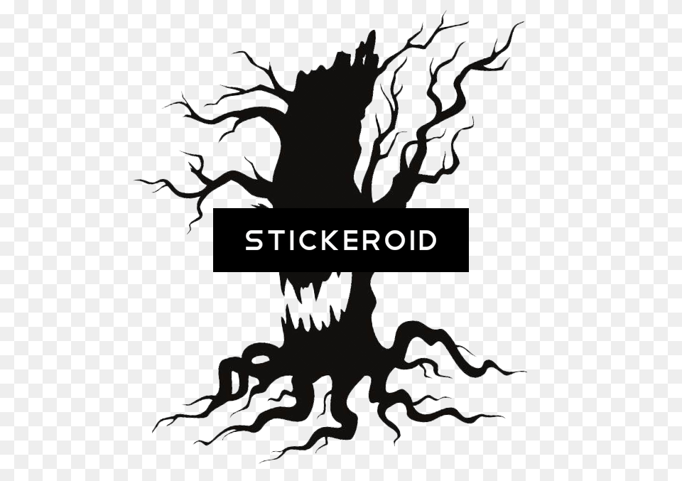 Halloween Spooky Trees Drawing Ghost Tree, Stencil, Publication, Book, Silhouette Png