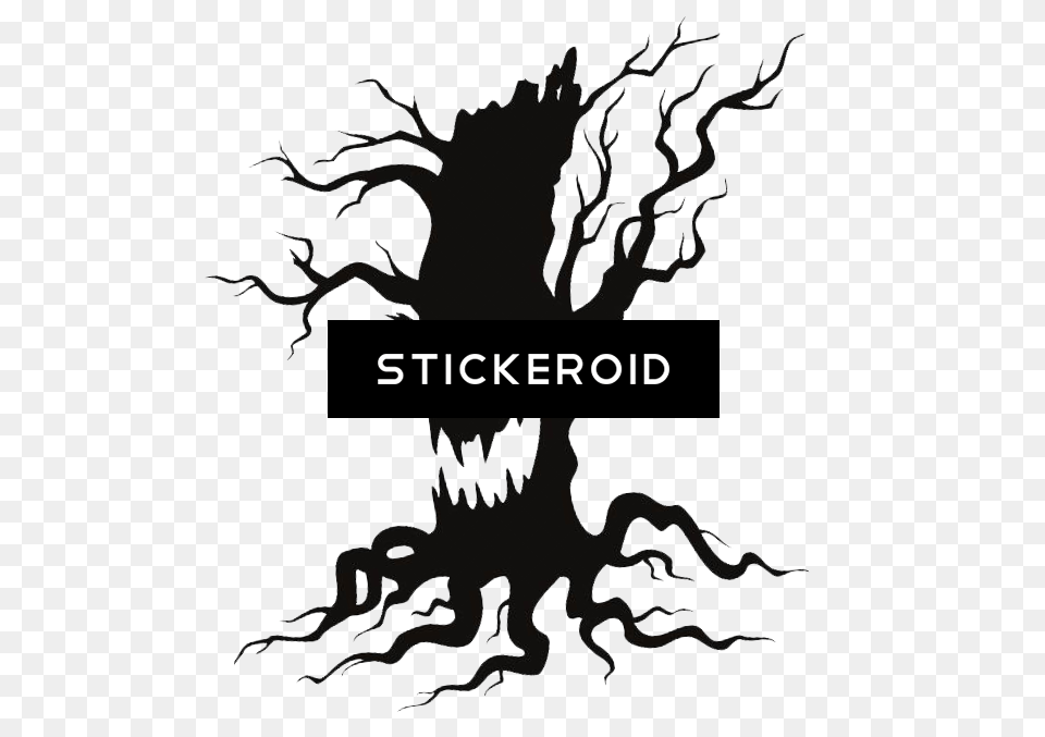 Halloween Spooky Trees Scary Haunted Trees For Halloween, Sticker, Stencil, Silhouette, Animal Free Png Download