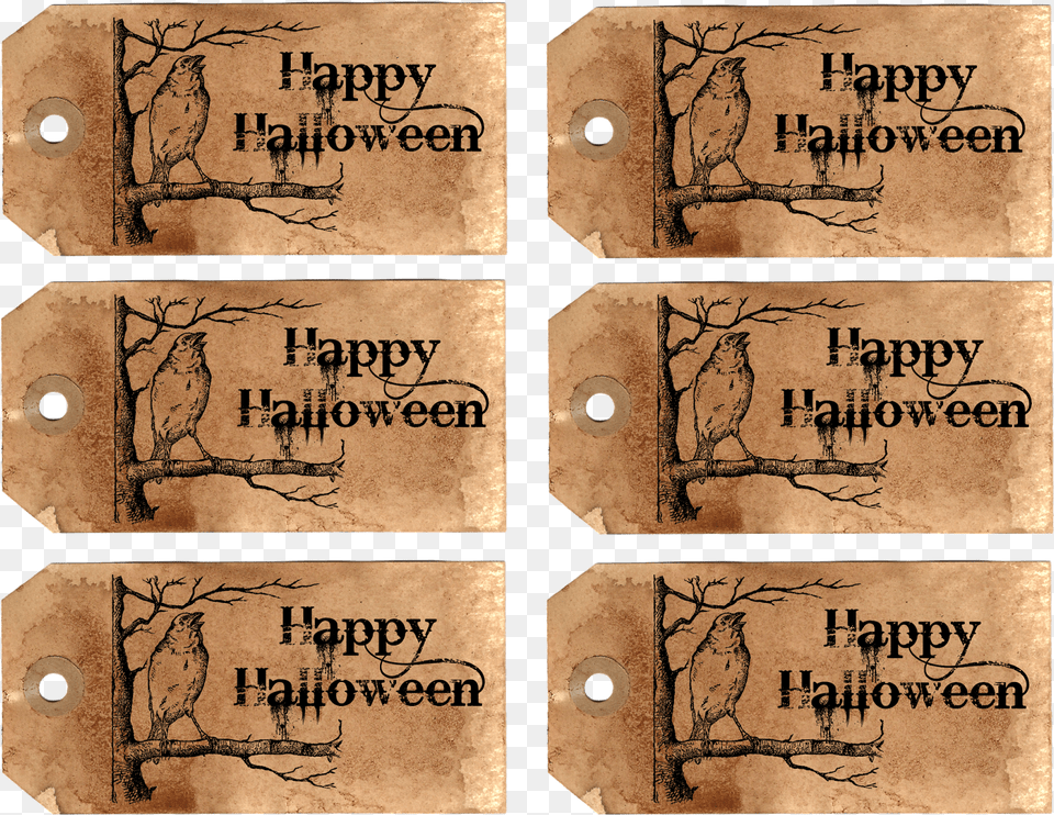 Halloween Tags Sheet Handwriting, Wood, Animal, Bird, Paper Png Image