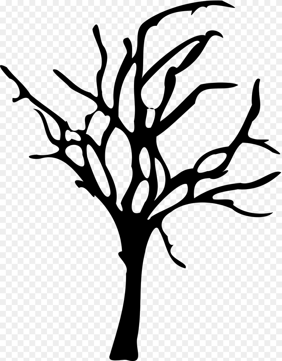 Halloween Tree Clipart, Gray Free Png