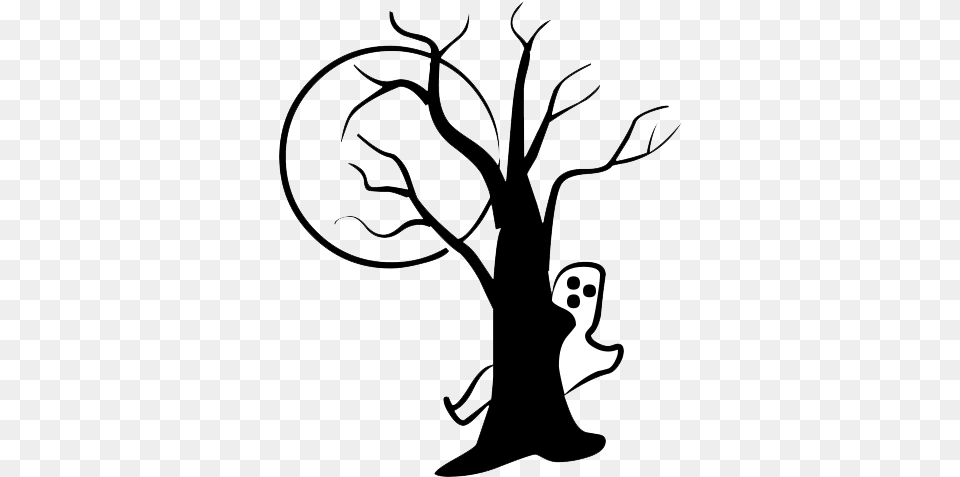 Halloween Tree Transparent Easy Halloween Tree Drawing, Art, Stencil, Silhouette, Sticker Png Image