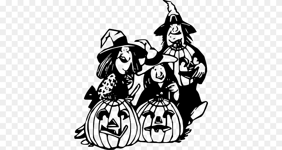 Halloween Trio Of Witches And Pumpkins, Festival, Person, Face, Head Free Png Download