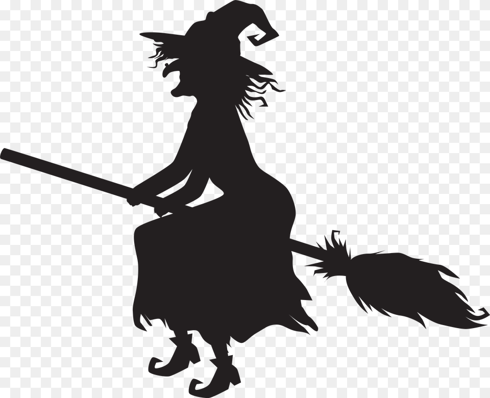 Halloween Witch And Broom Clip Art Image, Animal, Fish, Sea Life, Person Free Png Download