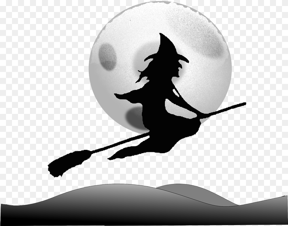 Halloween Witch On A Broom, Silhouette, Egg, Food, Outdoors Free Png Download