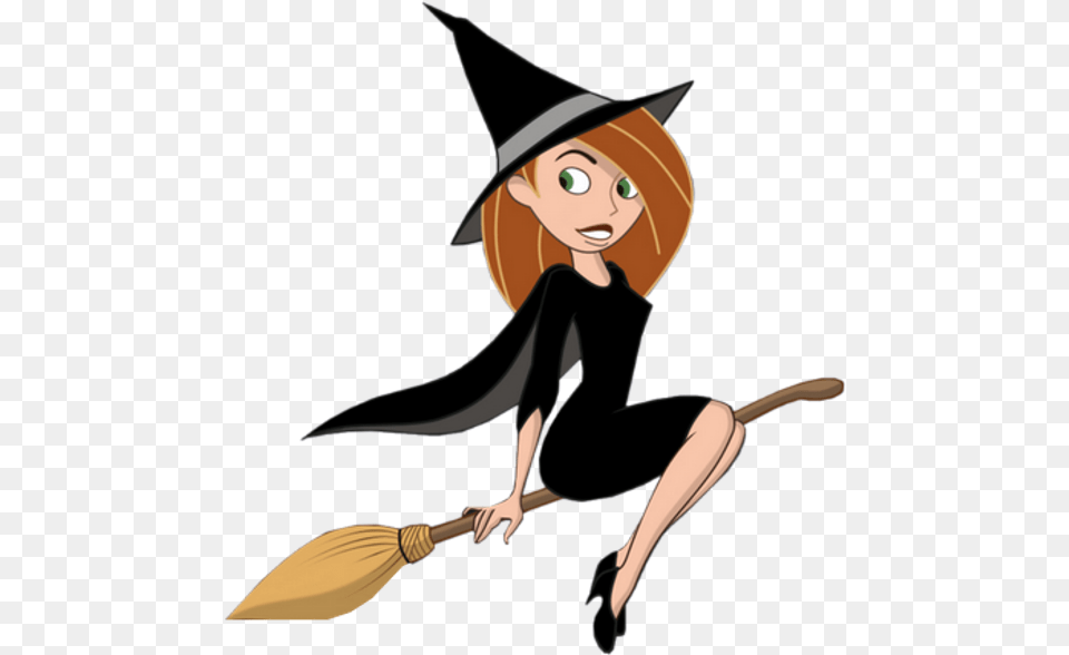 Halloween Witch On Broom Clip Art Witch With A Broom, Adult, Female, Person, Woman Png