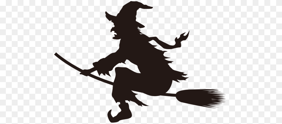 Halloween Witch On Broom Silhouette Clip Art Image Halloween, Baby, Person Free Png Download