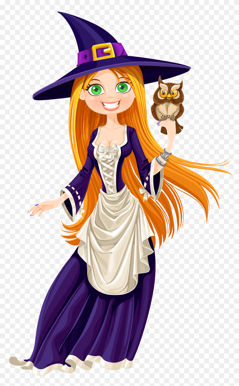 Halloween Witch With Owl, Book, Comics, Publication, Person Png Image