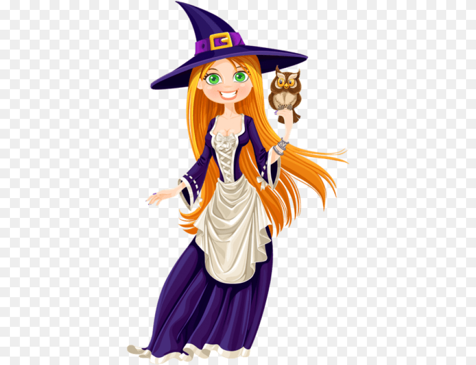 Halloween Witch With Owl Images Witch Clipart Background, Publication, Book, Comics, Adult Png