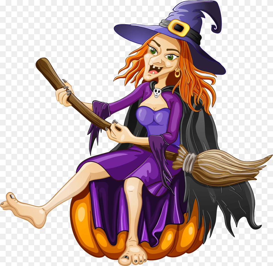 Halloween Witch With Pumpkin Clipart, Adult, Female, Person, Woman Png Image