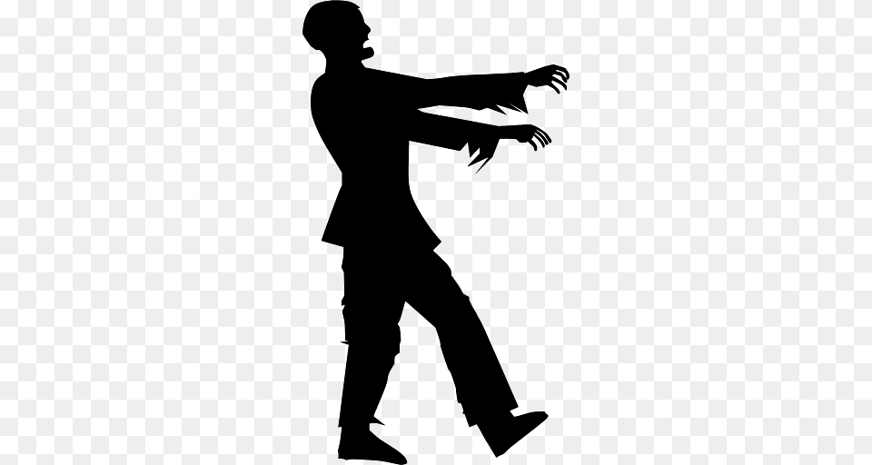Halloween Zombie With Outstretched Arms, Silhouette, Adult, Male, Man Free Png