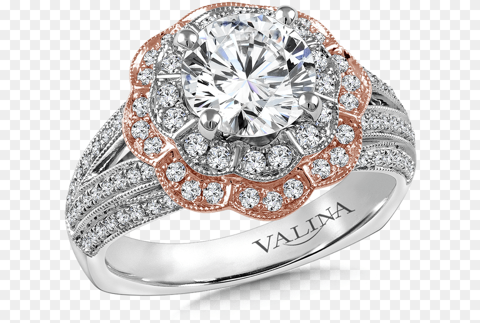 Halo Engagement Ring Mounting In 14k Whiterose Gold 58 Ct Tw Engagement Ring, Accessories, Diamond, Gemstone, Jewelry Free Transparent Png