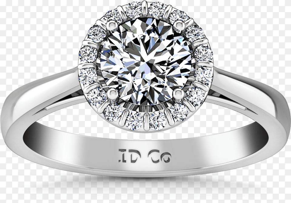 Halo Engagement Ring Soleil 14k White Gold Ring, Accessories, Diamond, Gemstone, Jewelry Free Png Download