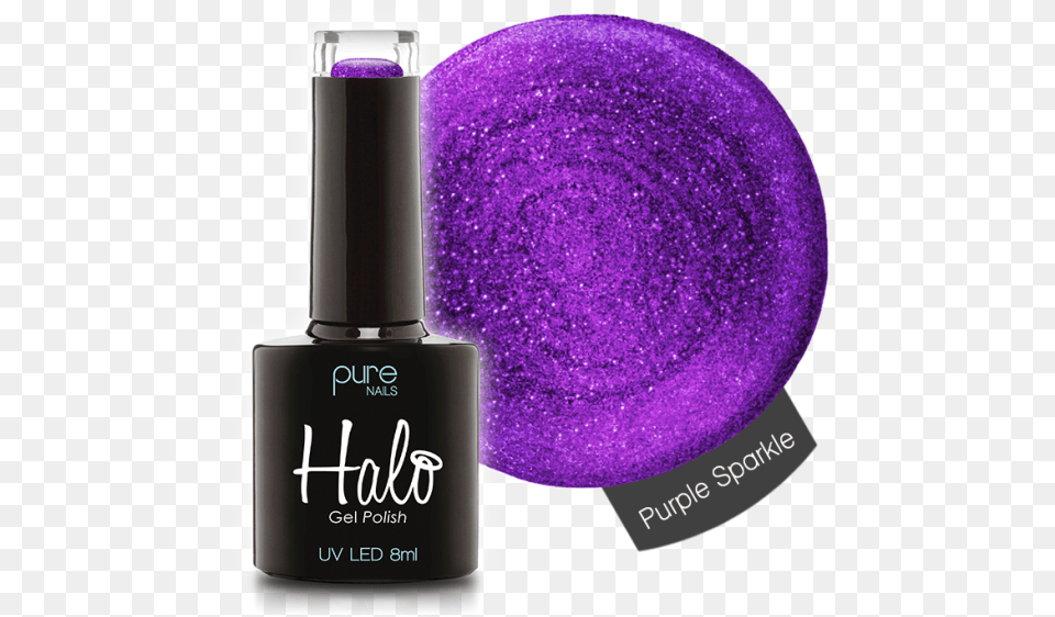 Halo Gel Polish 8ml Purple Sparkle Glitter, Cosmetics, Bottle, Perfume Free Png