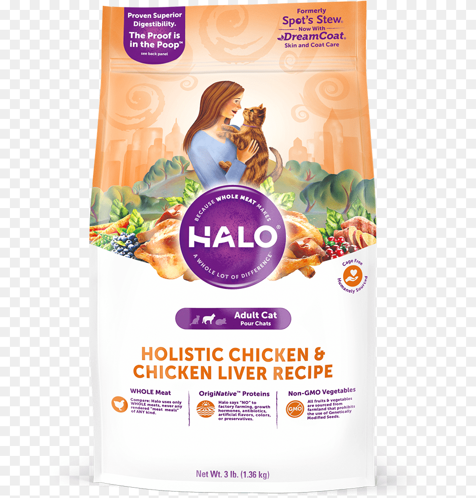 Halo Holistic Chicken And Chicken Liver Recipe For, Adult, Poster, Person, Woman Free Png