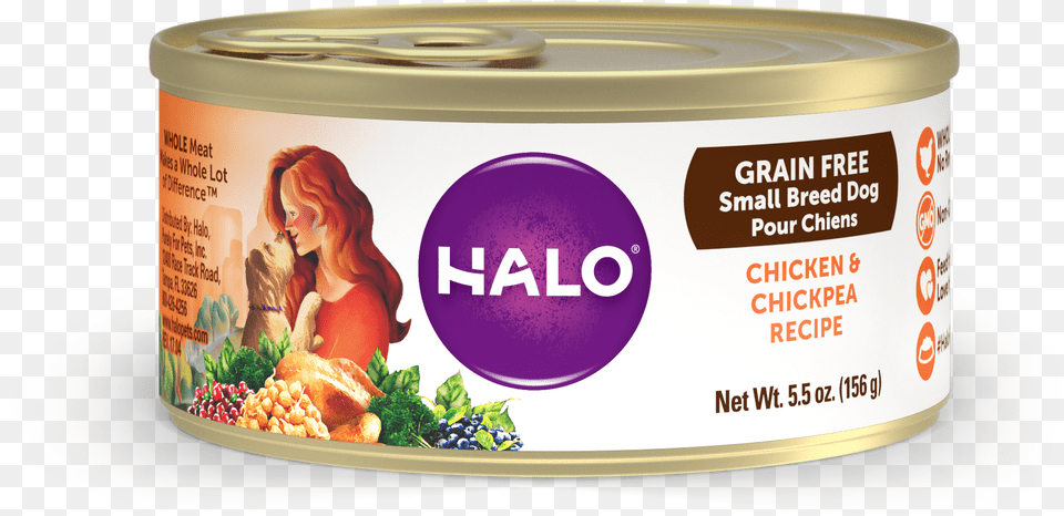 Halo Holistic Grain Chicken And Chickpea Recipe, Adult, Tin, Person, Food Free Png