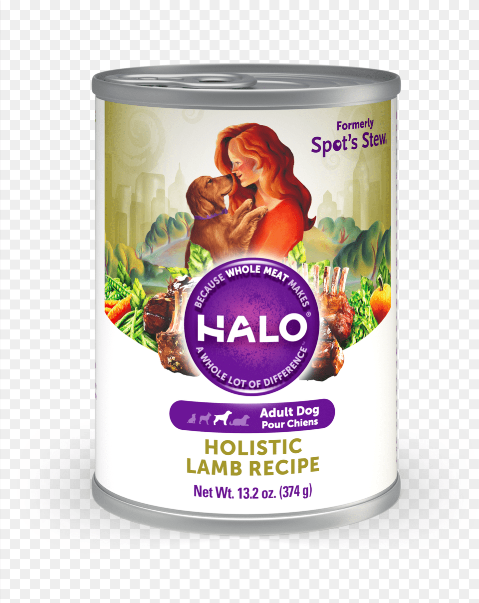 Halo Holistic Lamb Recipe Adult Dog Canned Food Dog Food, Tin, Person, Female, Woman Free Png Download
