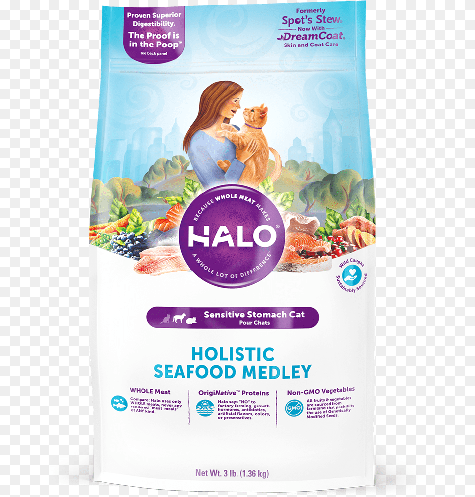 Halo Holistic Sensitive Stomach Seafood Medley For Halo Holistic Wild Salmon Amp Whitefish Recipe Grain, Adult, Poster, Person, Woman Free Png Download