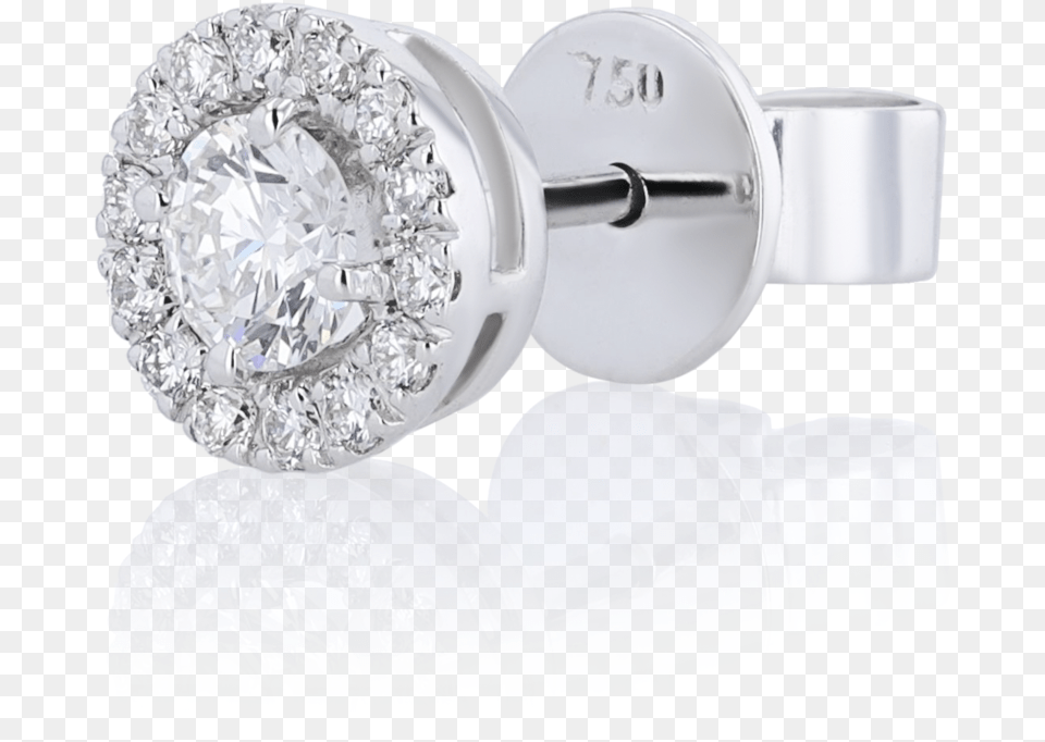 Halo Round Diamond Stud Earrings In 18k White Gold Earring, Accessories, Gemstone, Jewelry Png Image