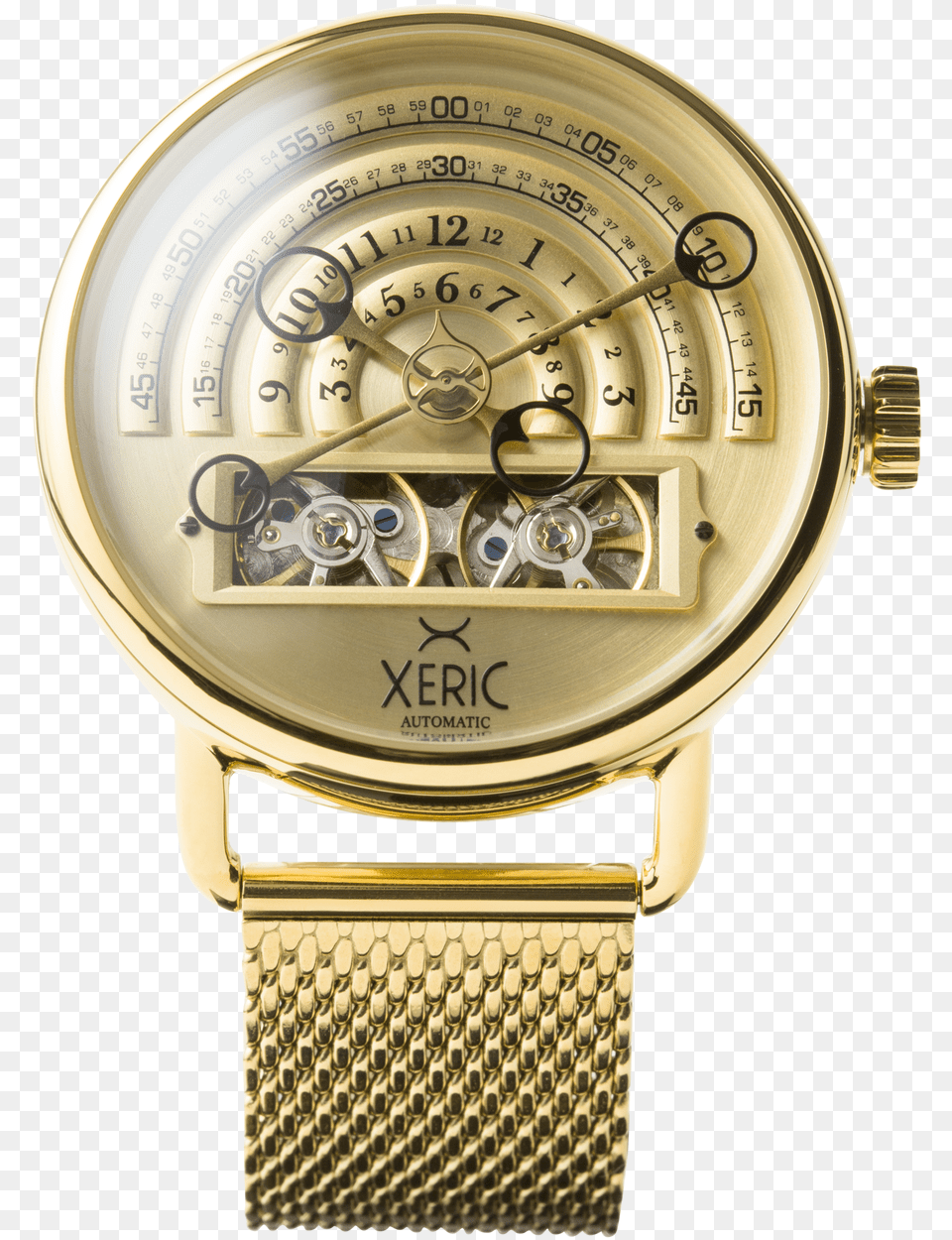 Halograph Automatic Mesh All Gold Front Clock, Arm, Body Part, Person, Wristwatch Free Png Download