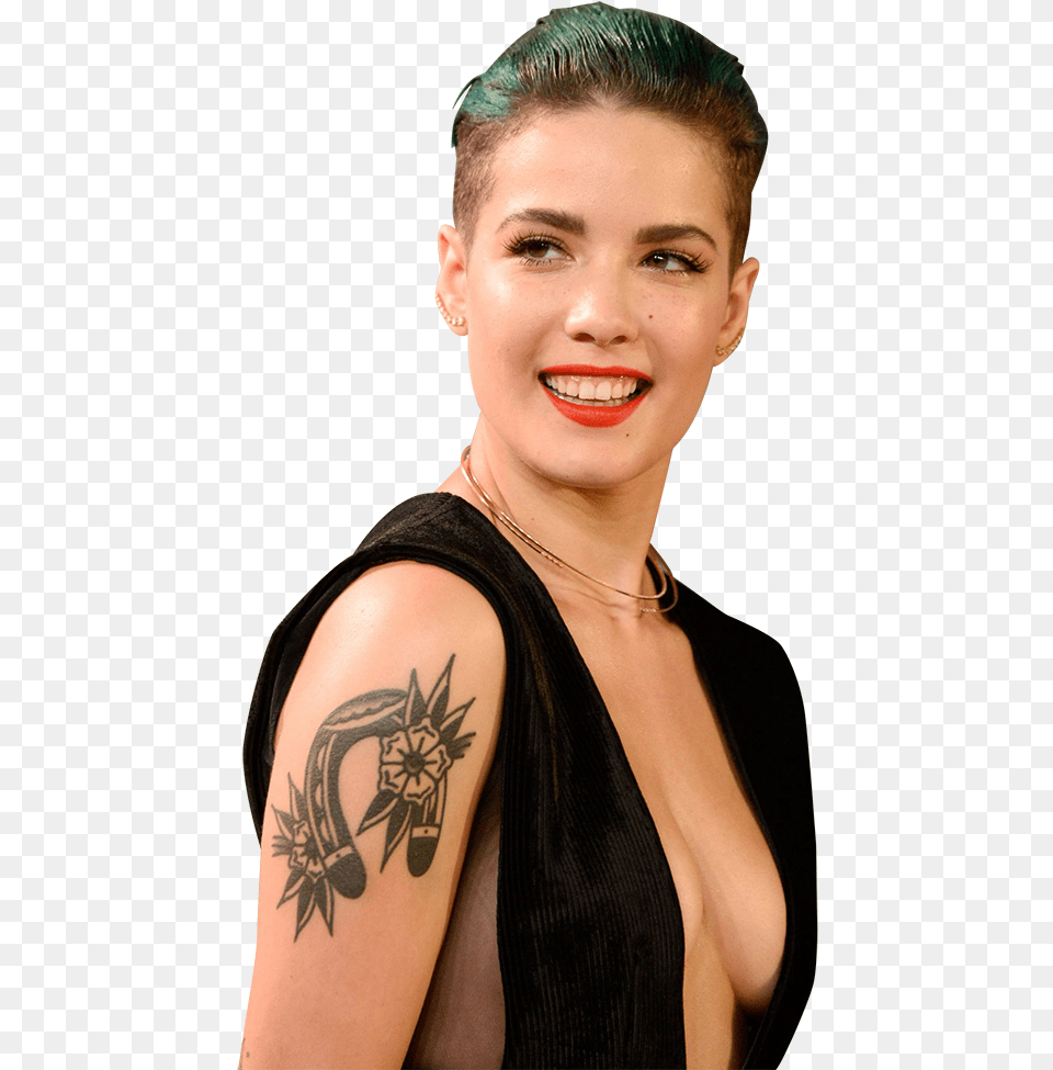 Halsey 2015 Short Hair, Person, Skin, Tattoo, Accessories Free Png