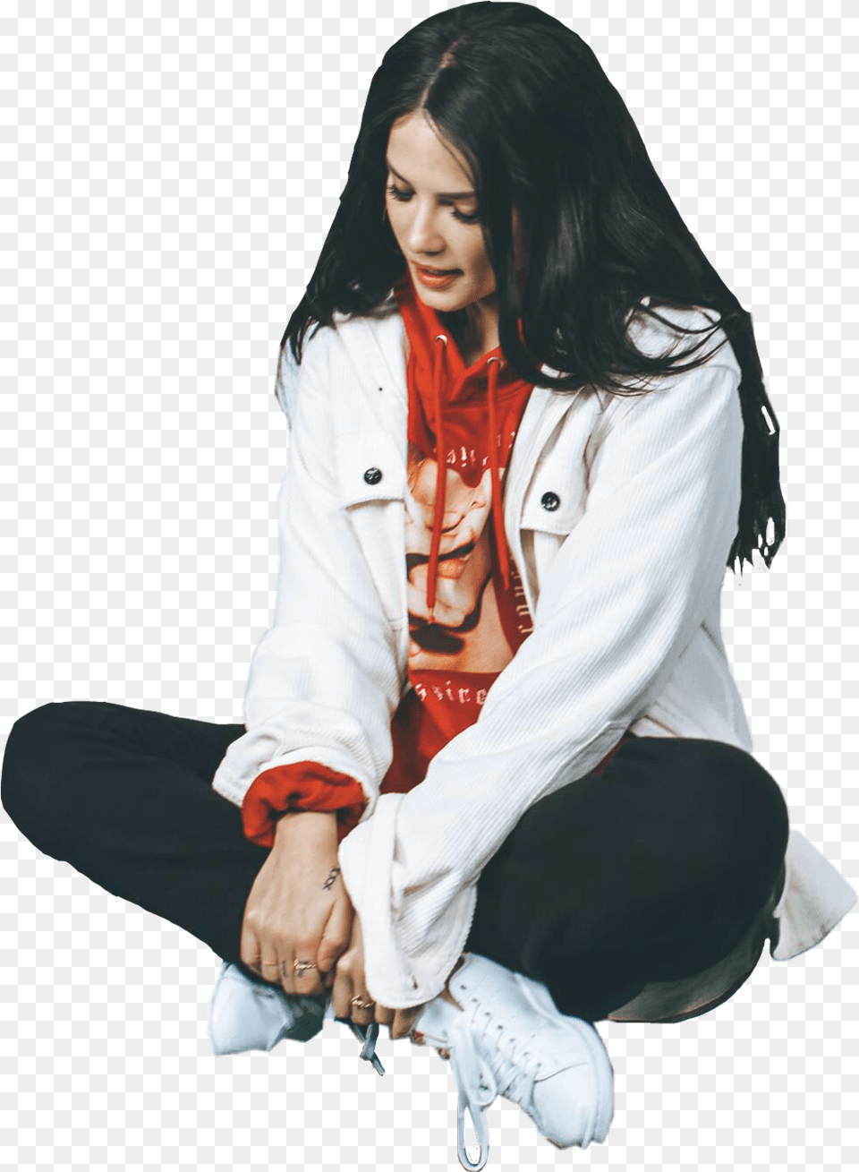 Halsey Sticker Halsey Wearing A Hoodie, Clothing, Coat, Adult, Person Png