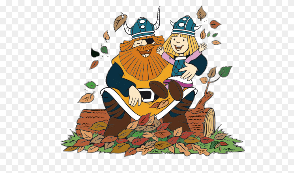 Halvar And Vic The Viking Playing With Autumn Leaves, Publication, Book, Comics, Person Free Png
