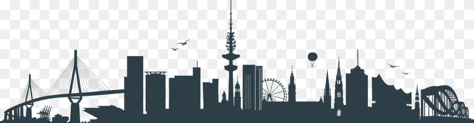 Hamburg City Skyline, Gray Png