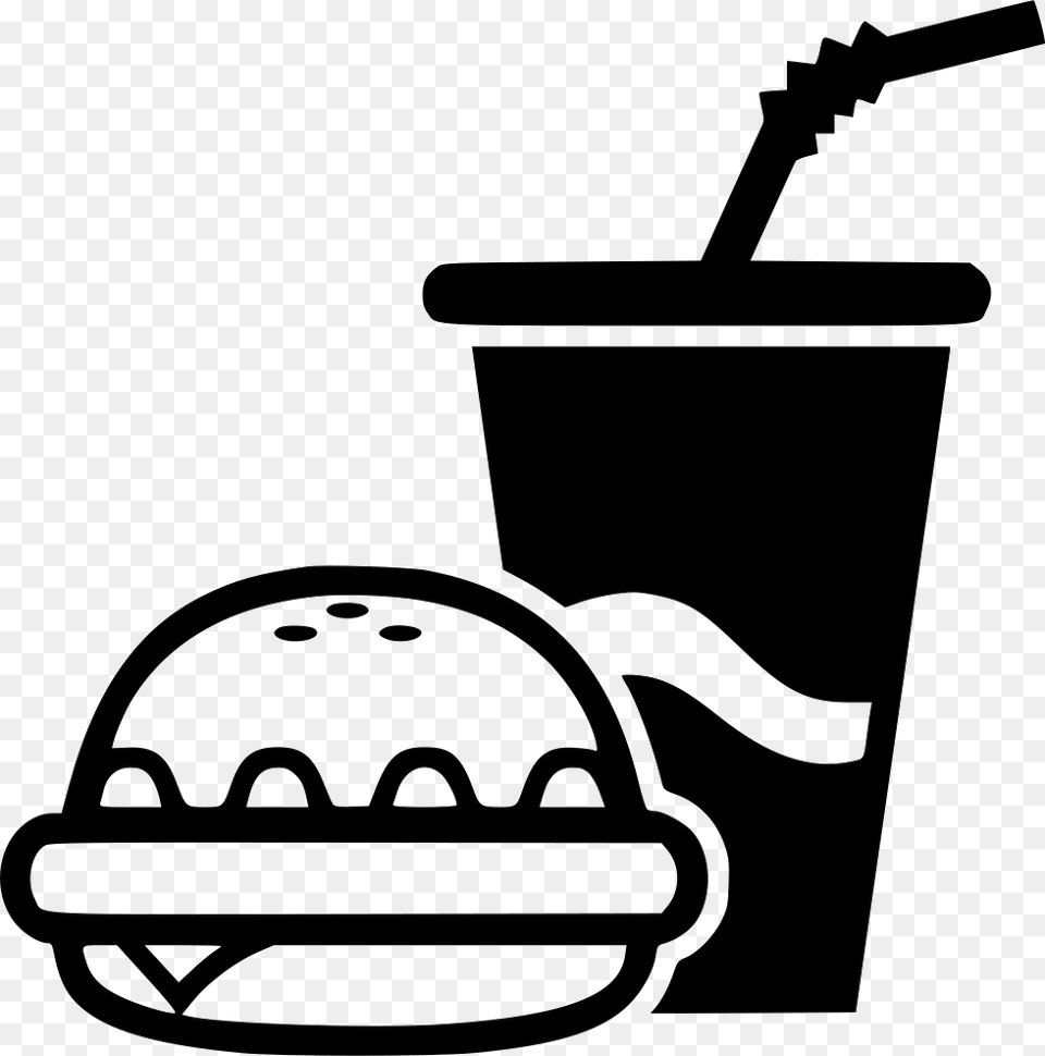 Hamburger Burguer Soda Paper Cup Icon French Fries, Stencil, Dairy, Food, Cream Free Png