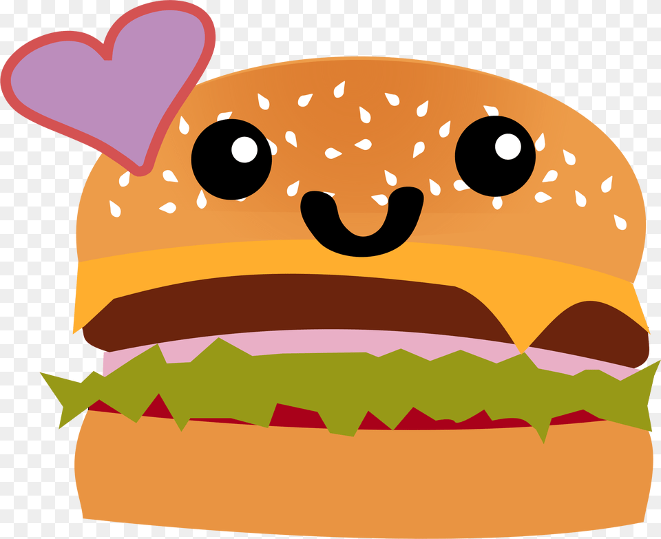 Hamburger Clipart Cute Kawaii Clip Art, Burger, Food Free Transparent Png