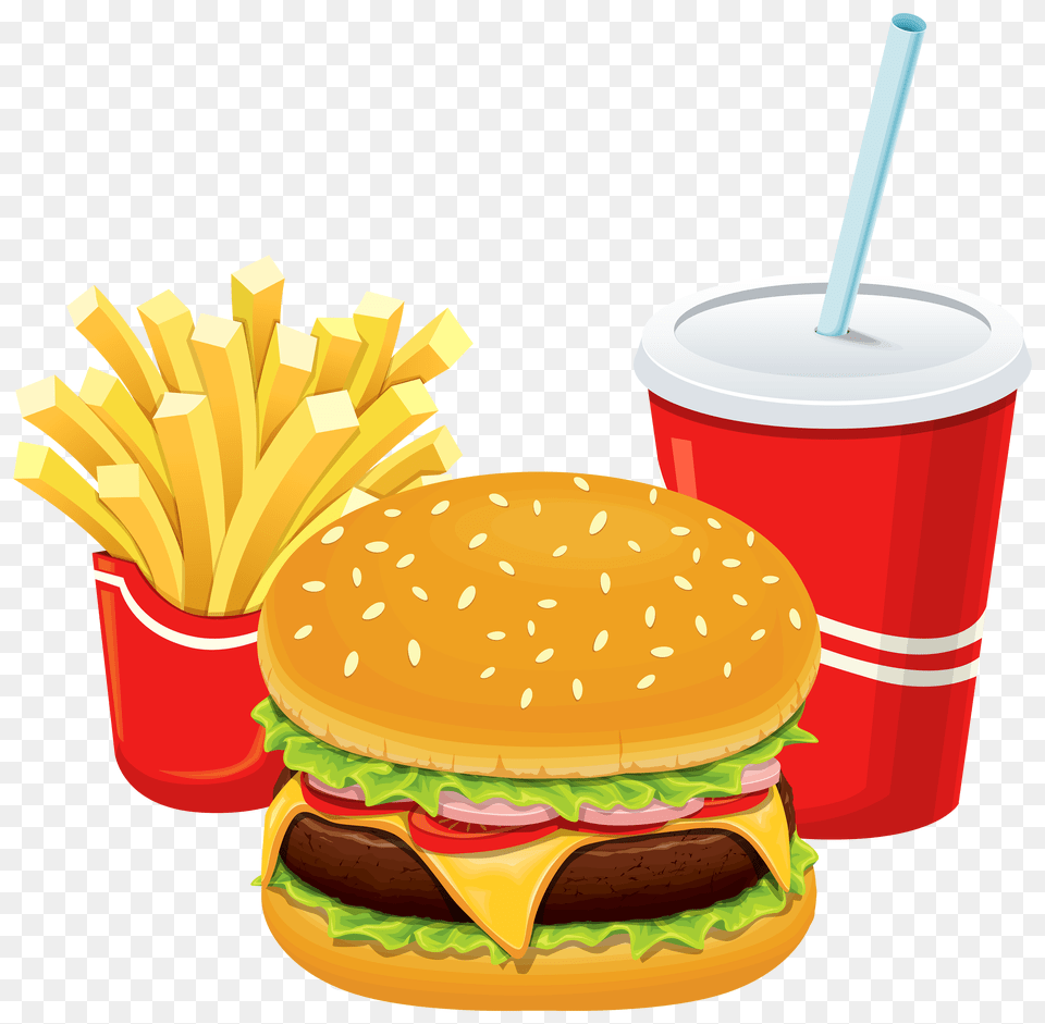 Hamburger Clipart Lunch, Burger, Food, Meal, Fries Png Image