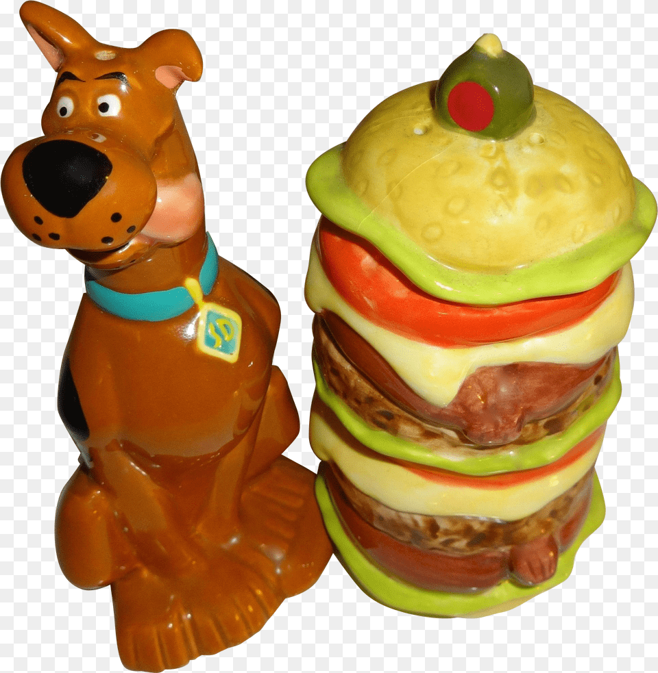 Hamburger Clipart Vintage Wooden Scooby Doo Salt And Pepper Shakers, Food, Produce, Onion, Plant Png