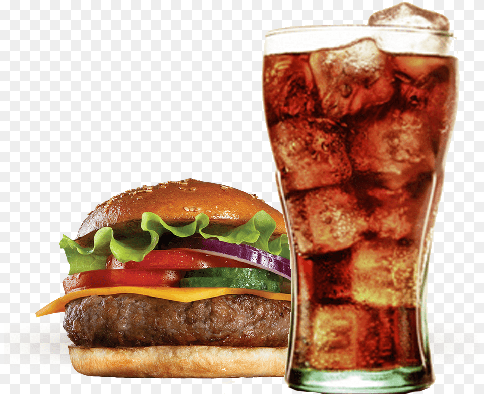 Hamburger Coke Fries French Burger Diet Coca Cola Burger With Coke, Food, Glass, Alcohol, Beer Png Image