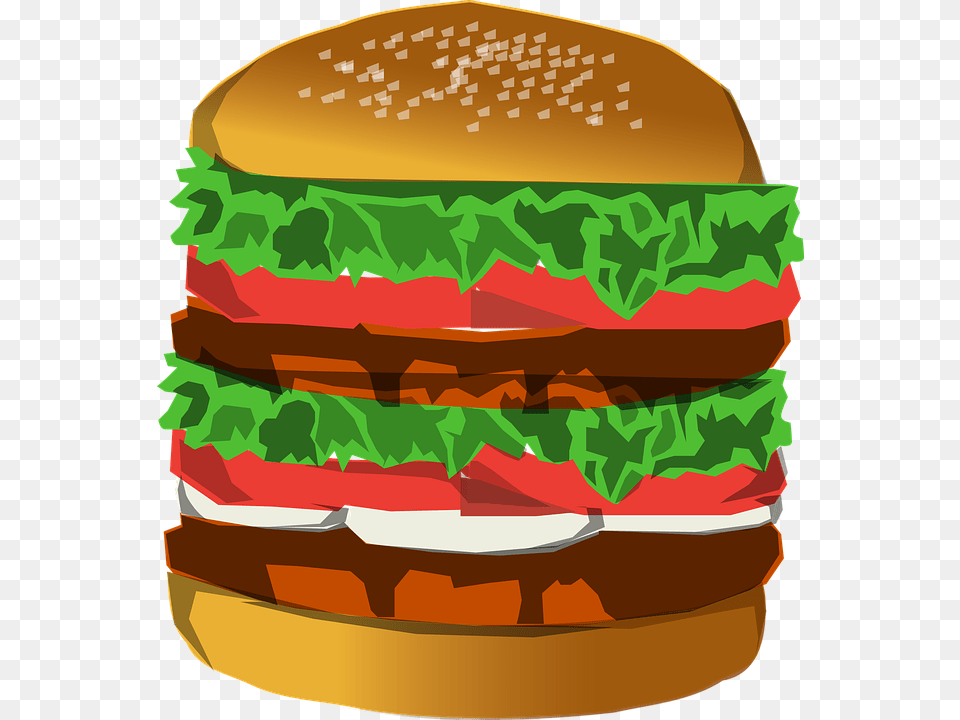 Hamburger Deluxe Huge Salad Advertising Food Burger Bun Clip Art Png Image