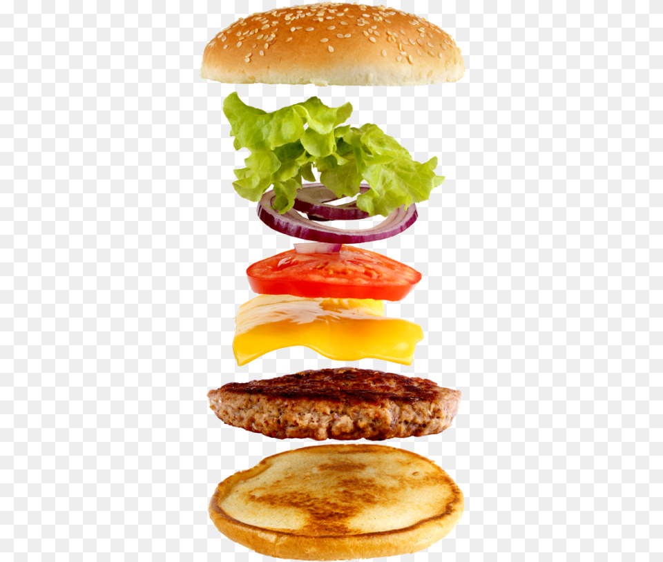 Hamburger Exploded View, Burger, Food, Lunch, Meal Free Png