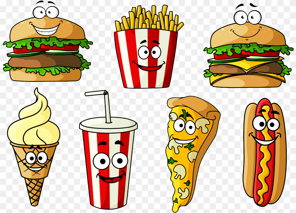 Hamburger Hot Dog Soft Drink Fast Food Cheeseburger Cartoon Food And Drink, Burger, Cream, Dessert, Ice Cream Png