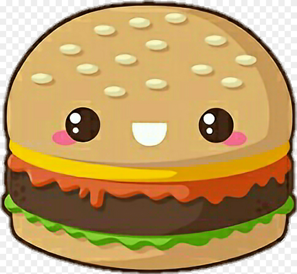 Hamburger Sticker Kawaii Cute Hamburger, Birthday Cake, Burger, Cake, Cream Png Image