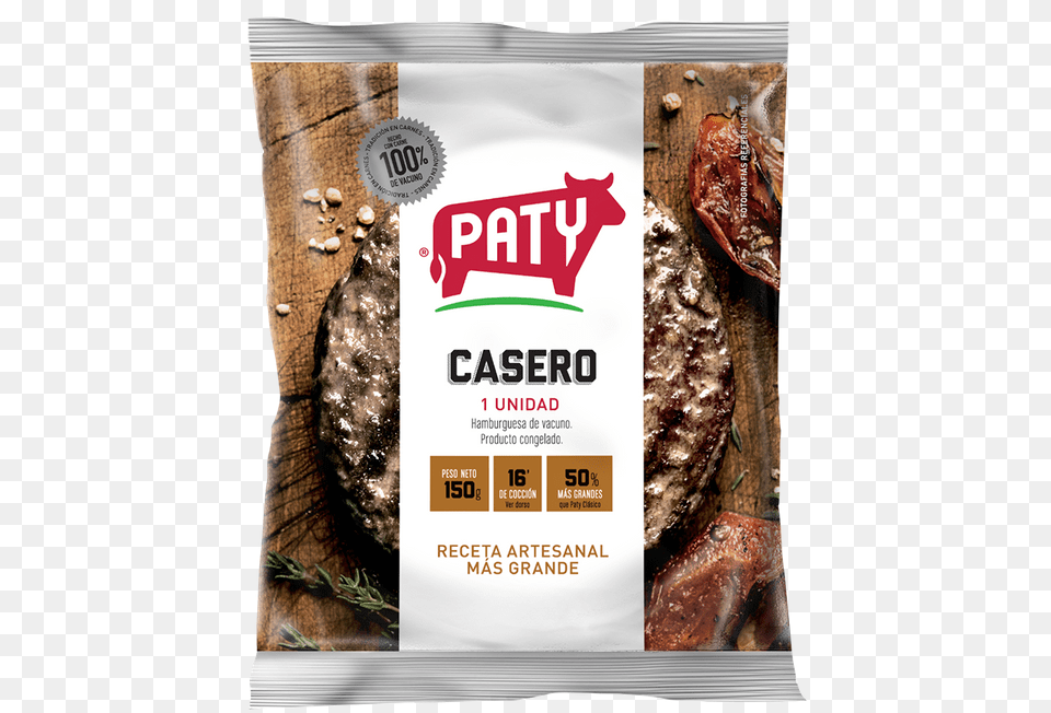 Hamburguesa De Vacuno Receta Casera Paty 150 G Paty, Advertisement, Poster, Food, Meat Png Image