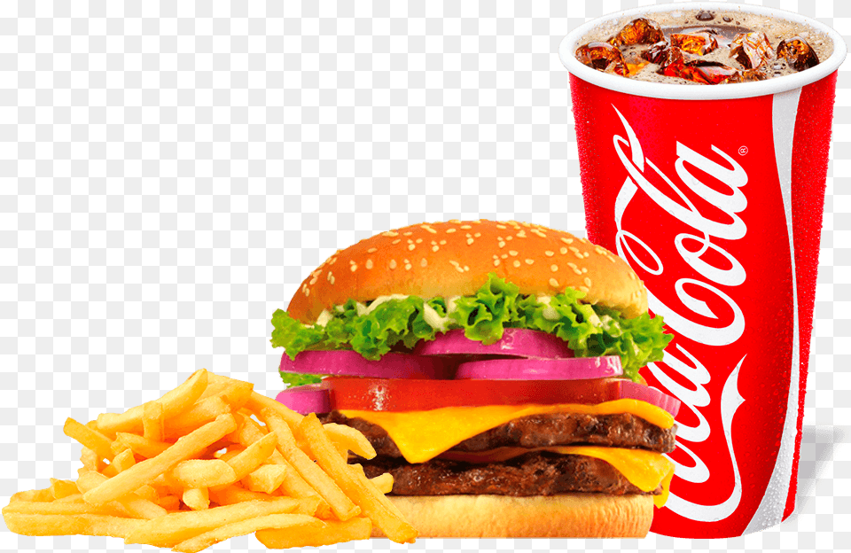 Hamburguesa Sencilla De Sirloin Download Coca Cola Cup, Burger, Food, Fries Free Transparent Png