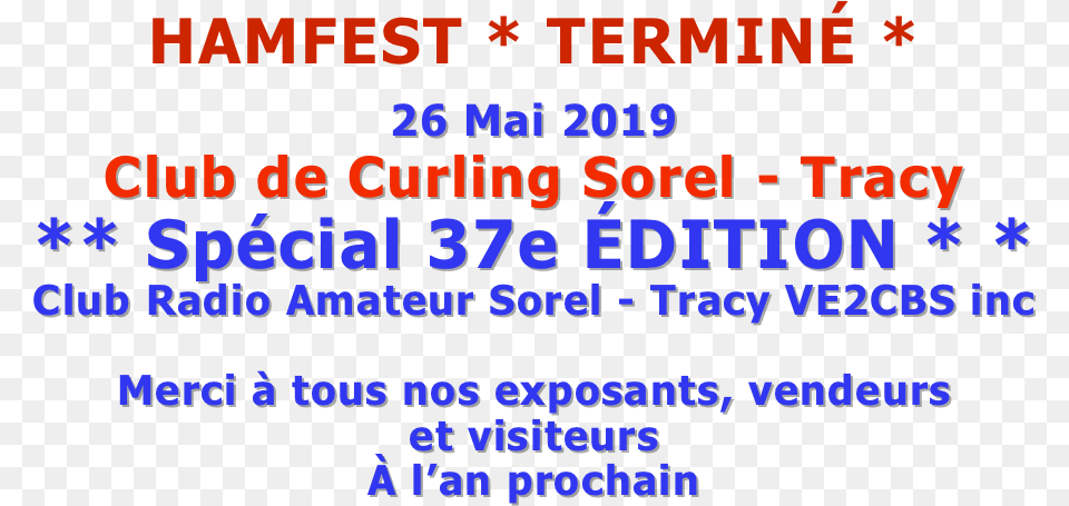Hamfest Termin 26 Mai 2019club De Curling Sorel Printing, Text Png
